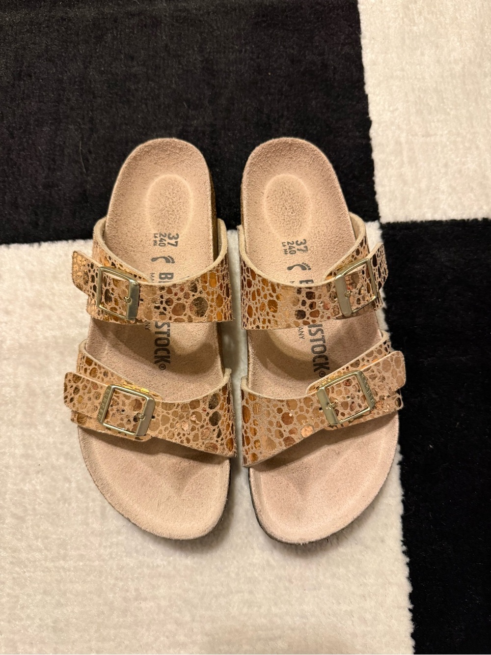 Birkenstock Kids Two-Strap Sandal in Metallic Print